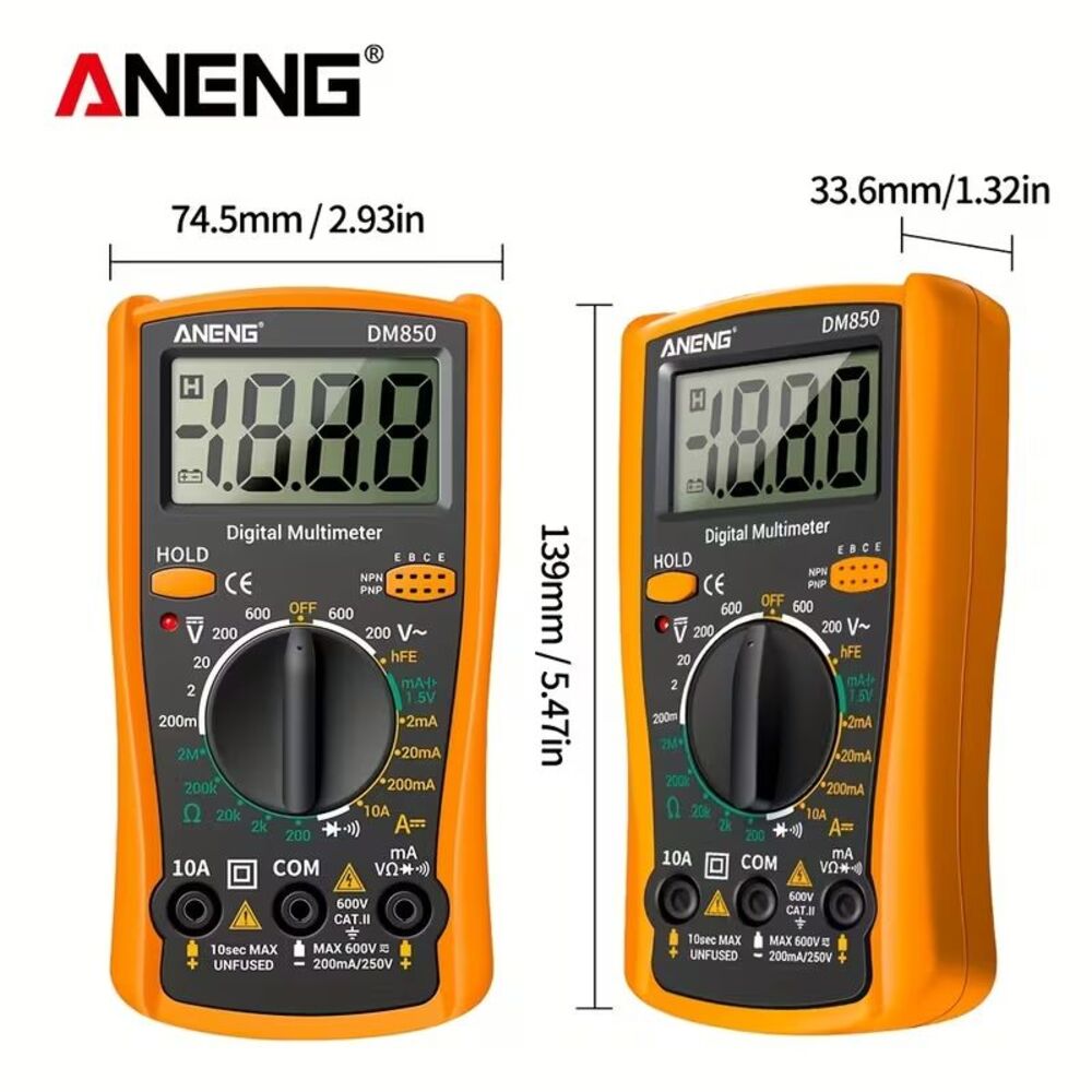 ANENG DM850 Auto Ranging Digital Multimeter AC/DC Voltage Current Ohm W/Battery - Picture 3 of 12